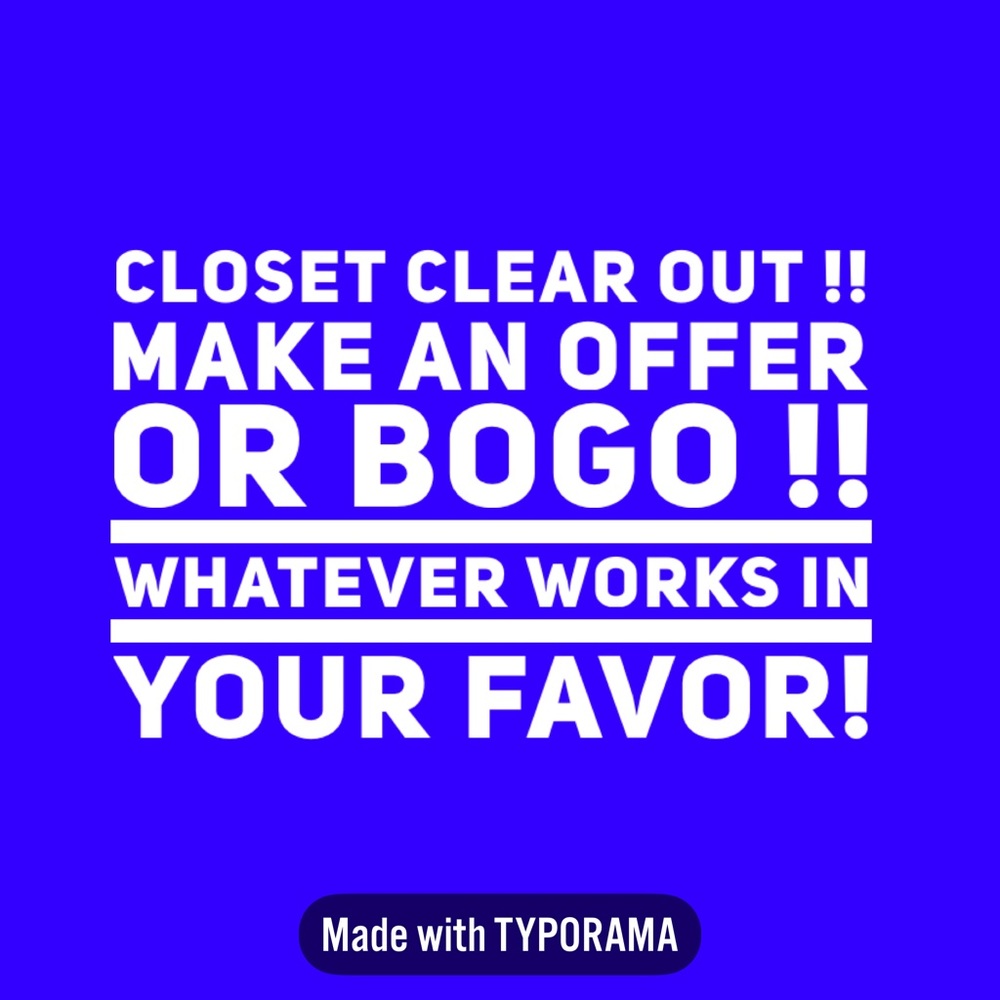 Closet clear out sale